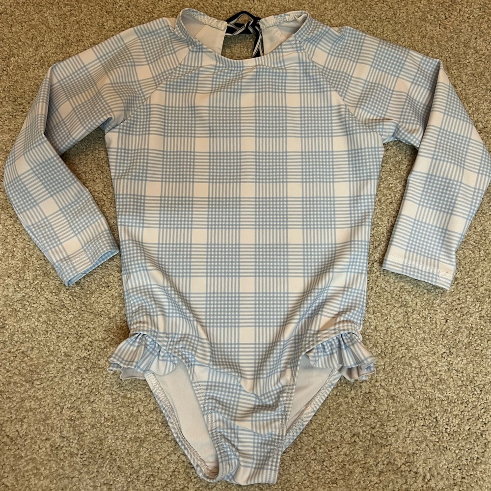 Minnow toddler girls swim size 3/4 VGUC white blue